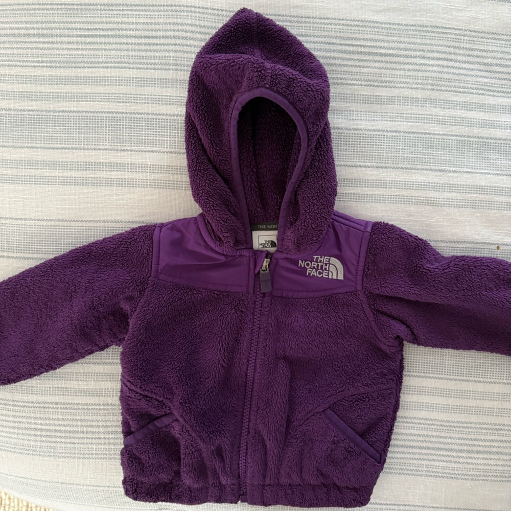 Purple Baby North Face Fleece Hooded Jacket Size 6-12 Months